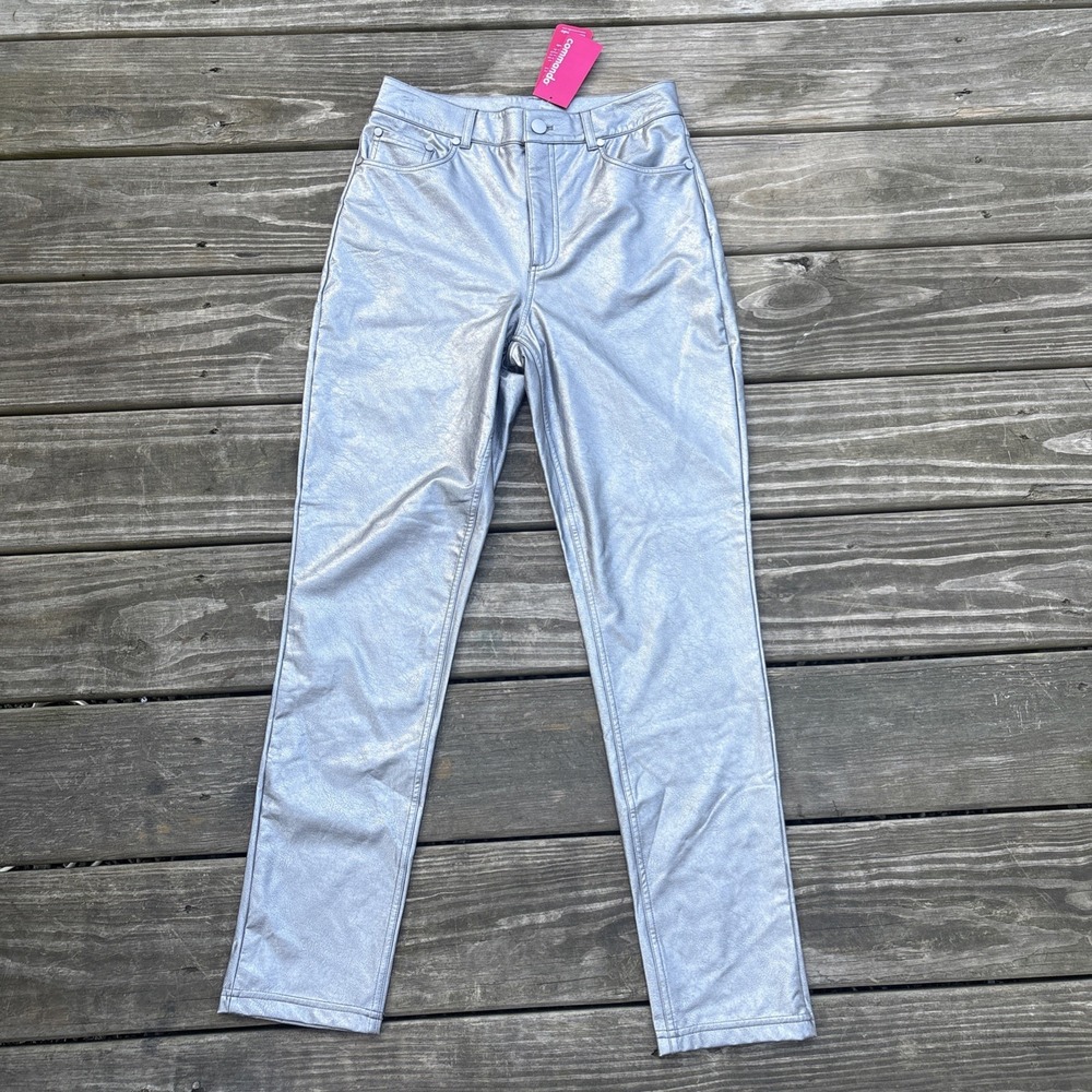 Commando Women's Size XS NWT Faux Leather 5 pocket pant platinum silver